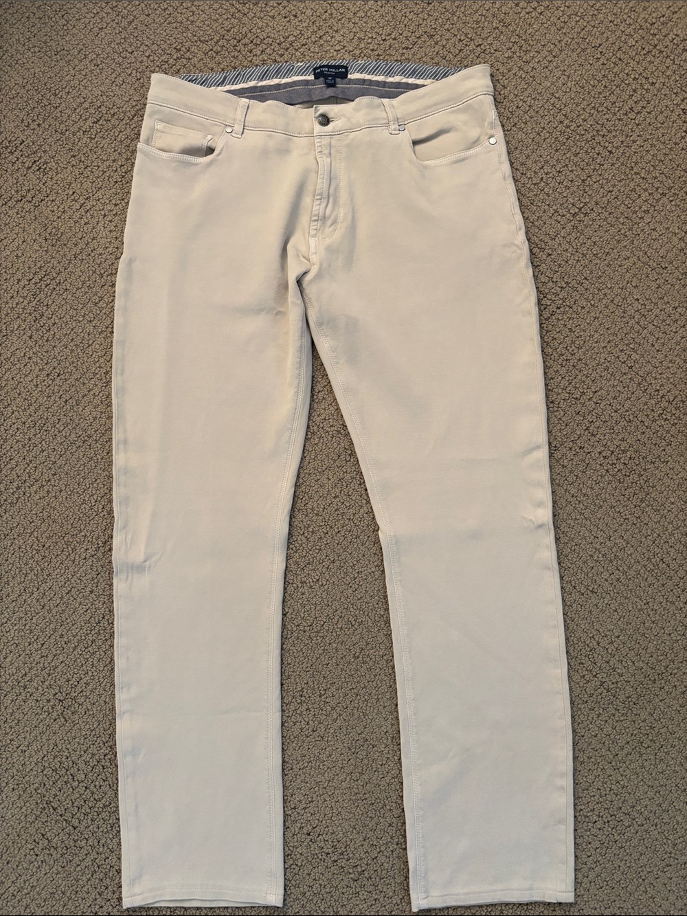Peter Millar Slim Straight Jeans in Light Beige